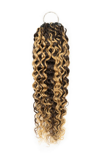 Chesed Hair Seamless Burmese Curly Handmade Feather Crochet Braid Natural Black Human Hair Extensions
