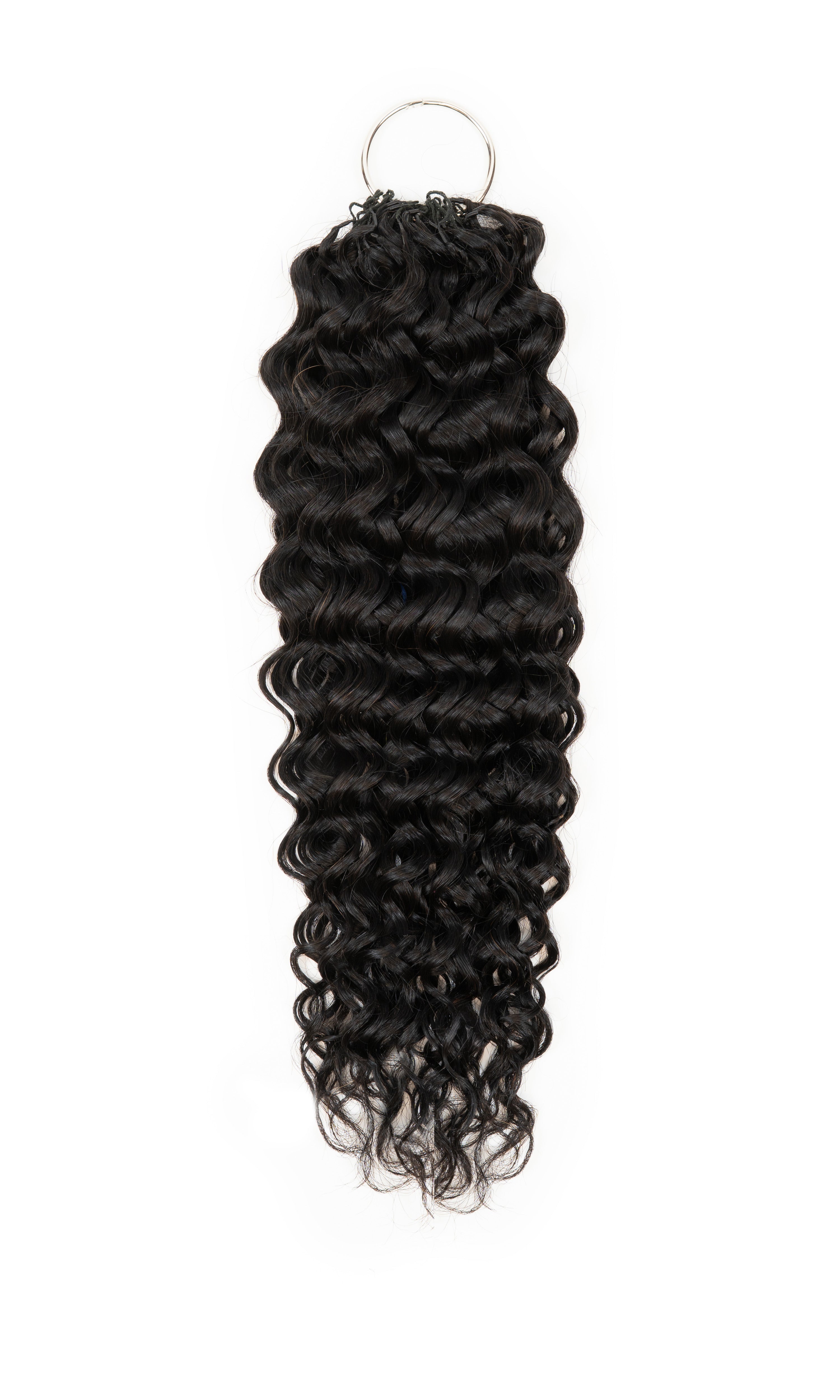 Chesed Hair Seamless Burmese Curly Handmade Feather Crochet Braid Natural Black Human Hair Extensions