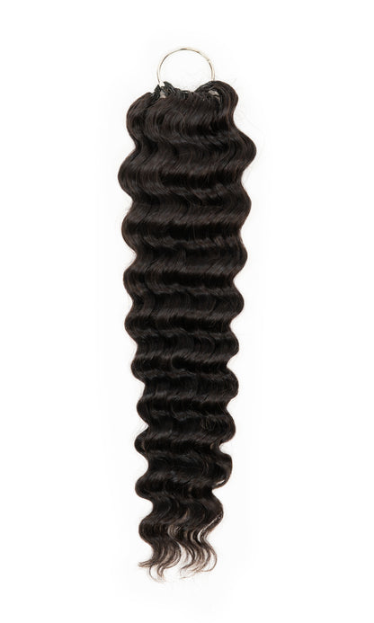 Chesed Hair Seamless Deep Wave Handmade Feather Crochet Braid Natural Black Human Hair Extensions