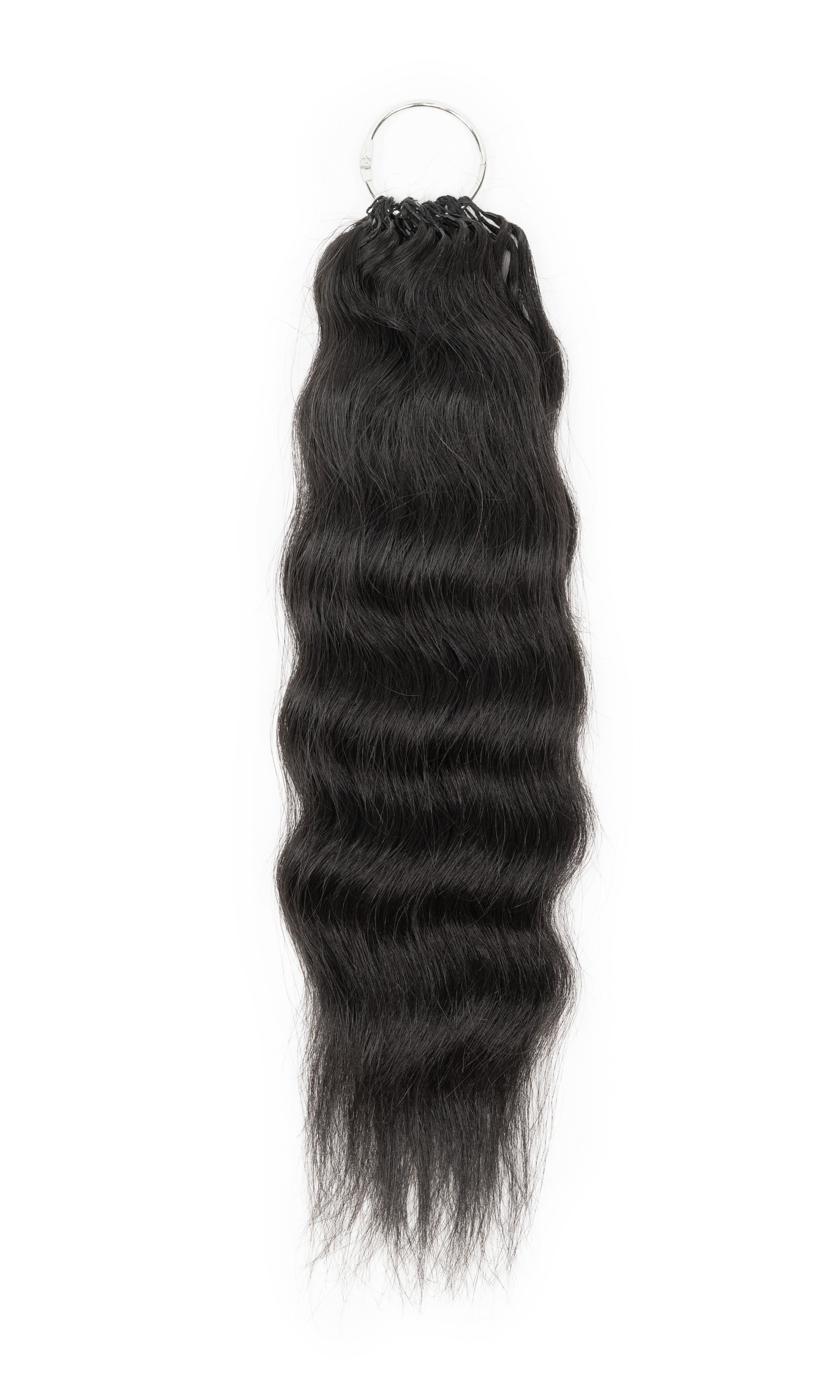 Chesed Hair Seamless Wet &amp; Wavy Handmade Feather Crochet Braid Natural Black Human Hair Extensions