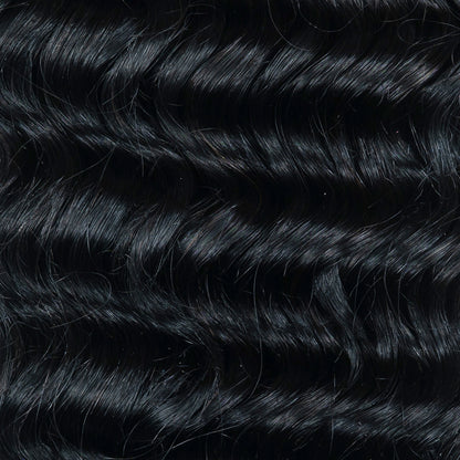 Chesed Hair Seamless Deep Wave Handmade Feather Crochet Braid Natural Black Human Hair Extensions