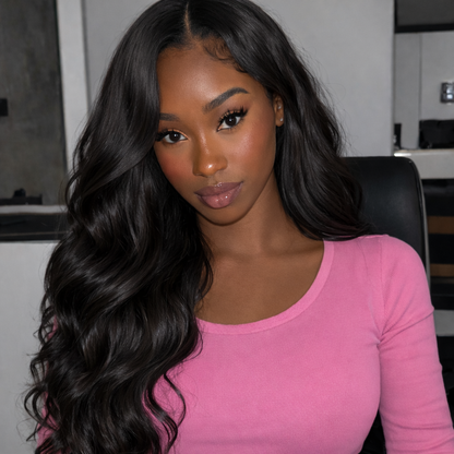 Chesed Hair Seamless Body Wave Handmade Feather Crochet Braid Natural Black Human Hair Extensions