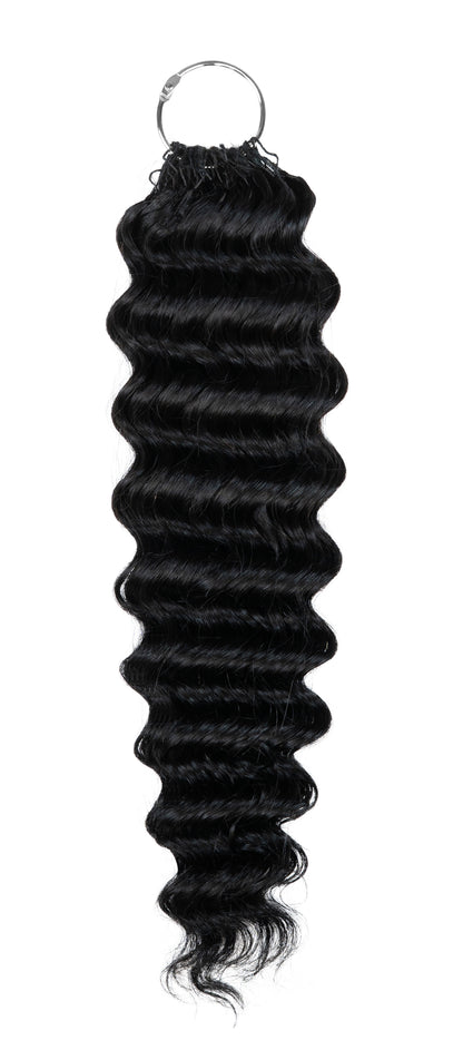 Chesed Hair Seamless Deep Wave Handmade Feather Crochet Braid Natural Black Human Hair Extensions