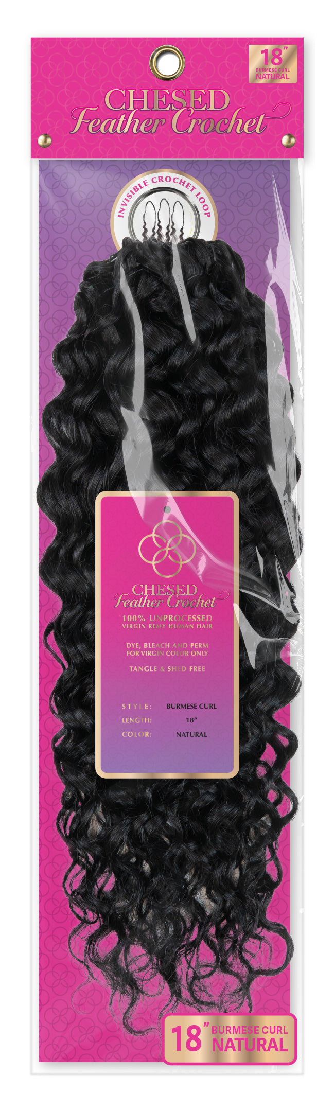 Chesed Hair Seamless Burmese Curly Handmade Feather Crochet Braid Natural Black Human Hair Extensions