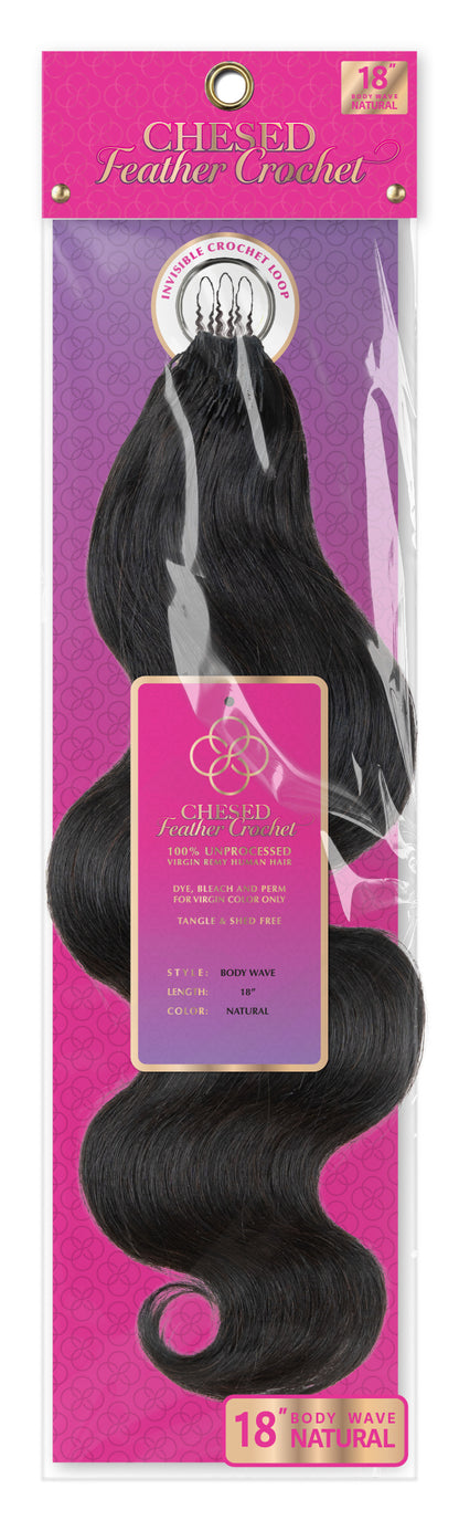 Chesed Hair Seamless Body Wave Handmade Feather Crochet Braid Natural Black Human Hair Extensions