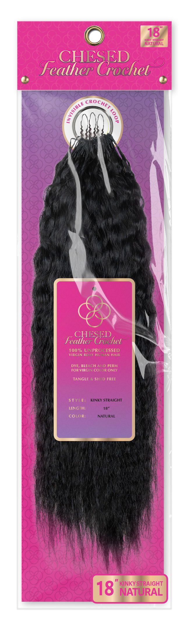 Chesed Hair Seamless Kinky Straight Handmade Feather Crochet Braid Natural Black Human Hair Extensions