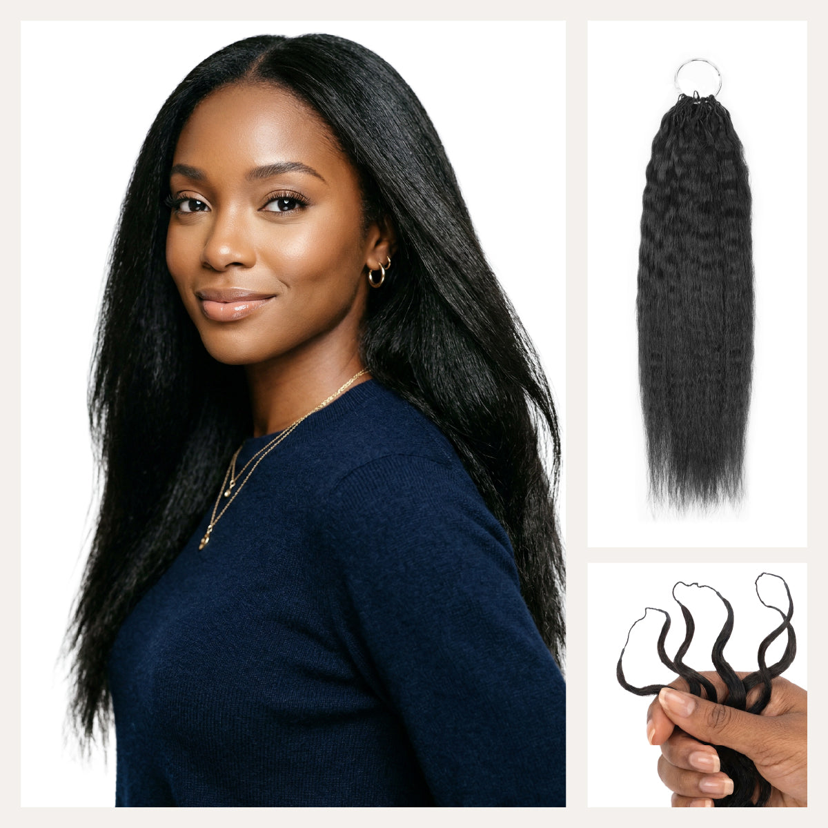 Chesed Hair Seamless Kinky Straight Handmade Feather Crochet Braid Natural Black Human Hair Extensions