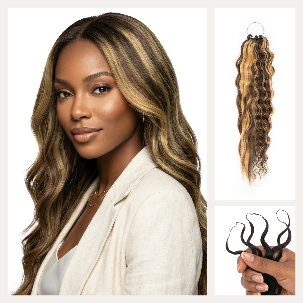 Chesed Hair Seamless Wet &amp; Wavy Handmade Feather Crochet Braid Natural Black Human Hair Extensions